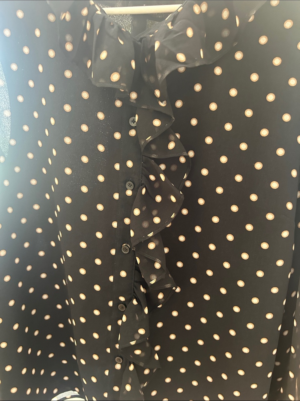 Talbots Black Polka Dot Ruffle Button-Front Blouse - Picture 4 of 4